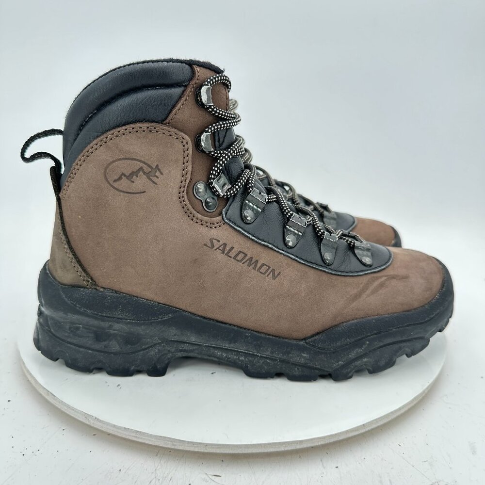 Salomon Women Size 8 Brown Black Contagrip Full Leather Hiking Boot - Picture 4 of 13